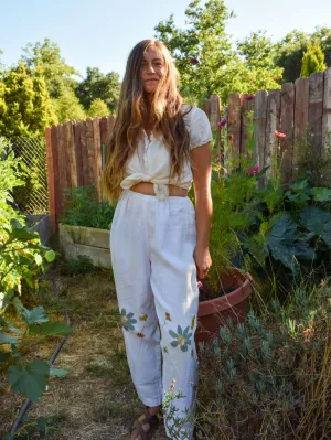 Flower Hammered Elastic Pants