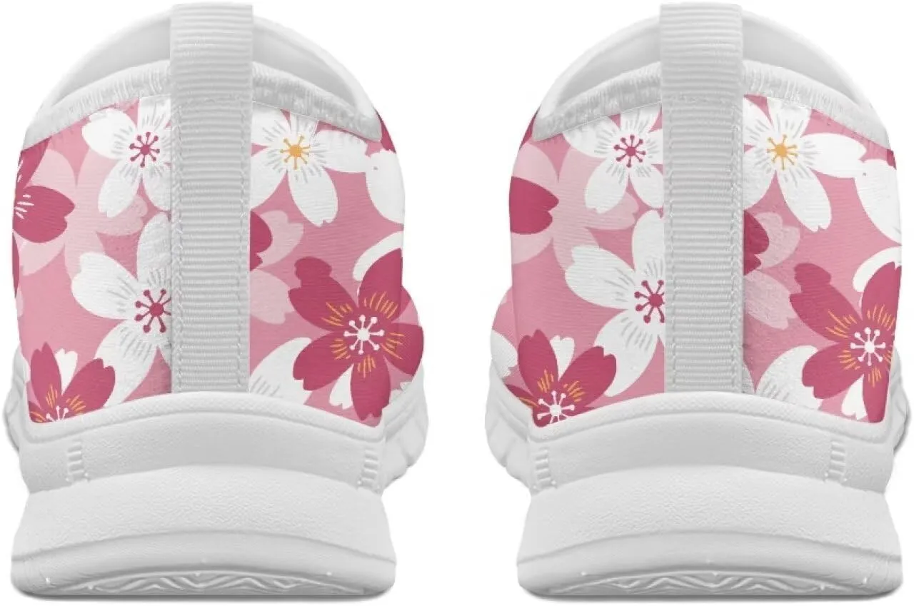 Flower Sneaker for Women Slip On Low Top Casual Breathable Mesh Outdoor Soft Lightweight Walking Sneaker for Women