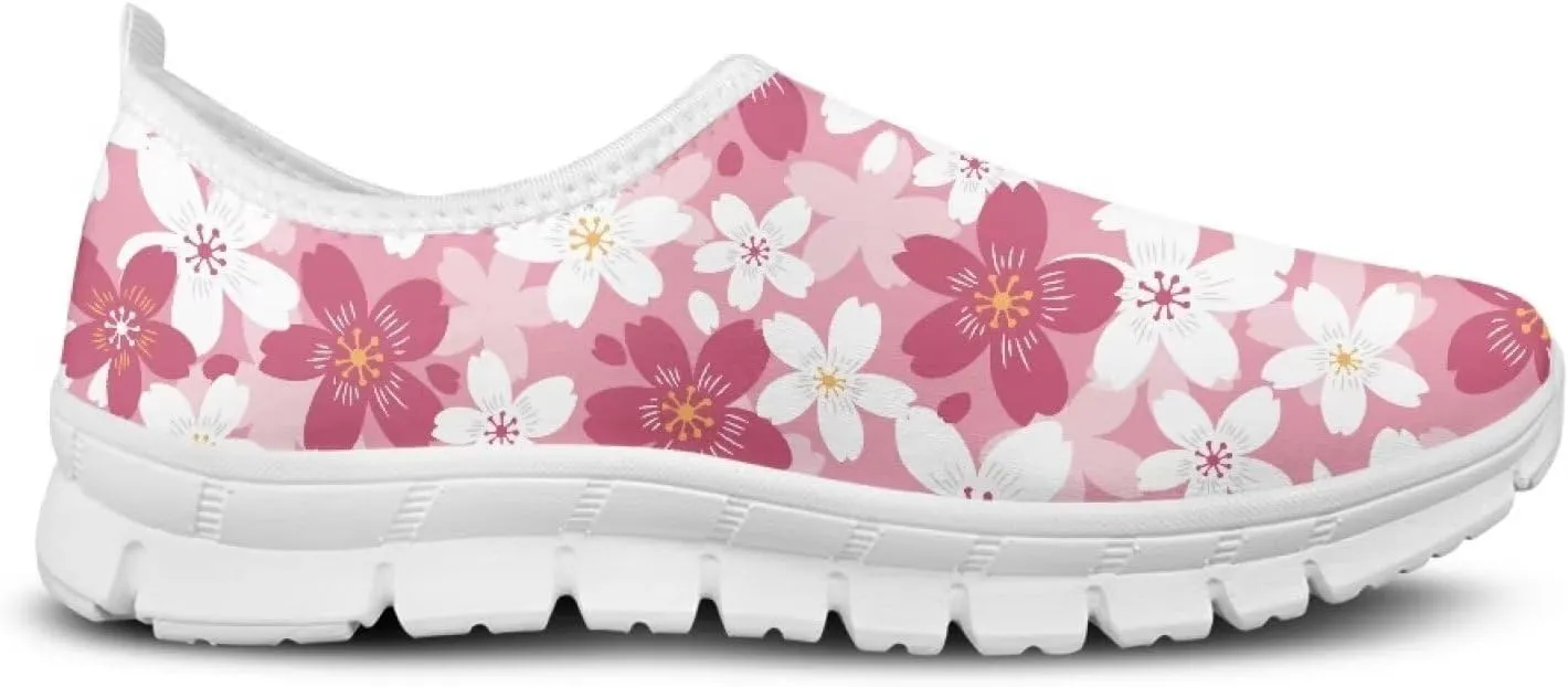 Flower Sneaker for Women Slip On Low Top Casual Breathable Mesh Outdoor Soft Lightweight Walking Sneaker for Women