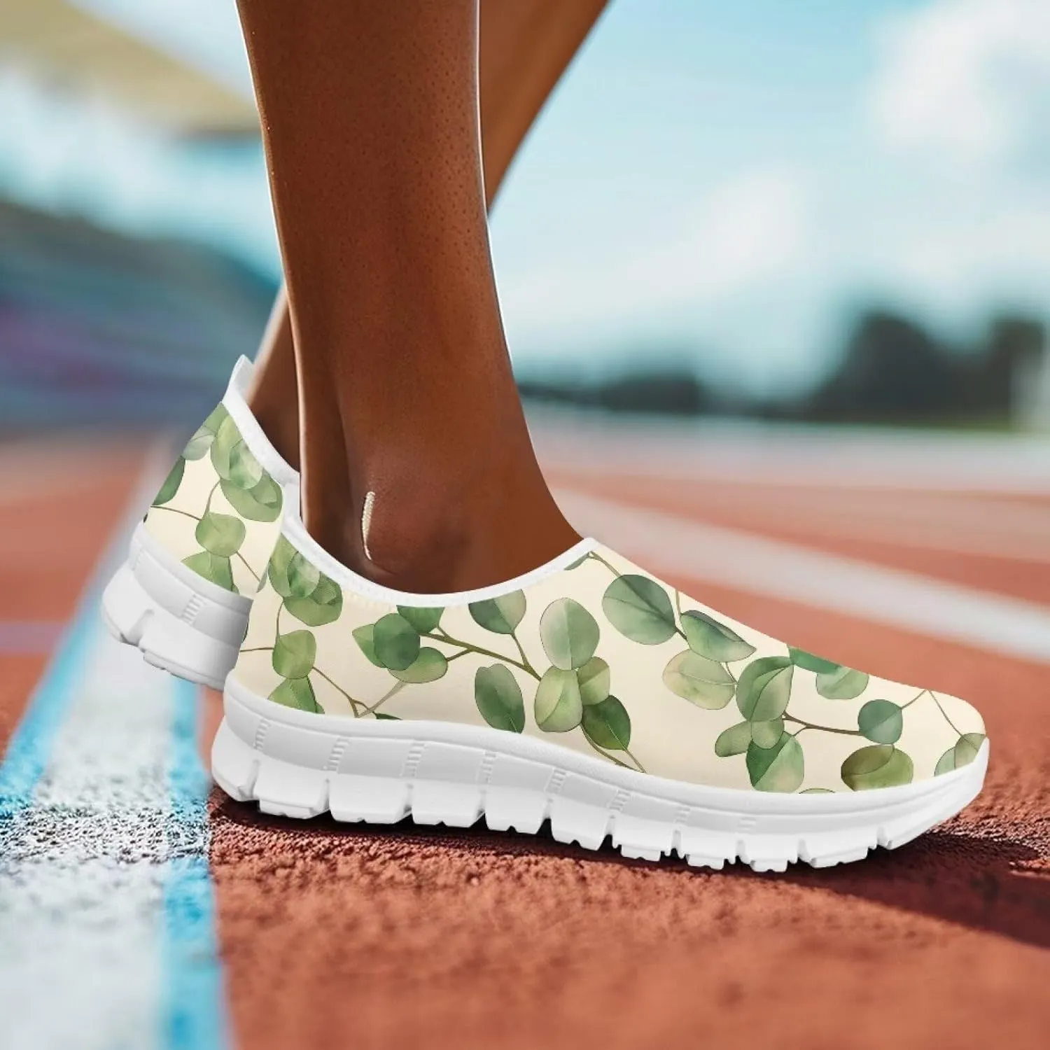 Flower Sneaker for Women Slip On Low Top Casual Breathable Mesh Outdoor Soft Lightweight Walking Sneaker for Women
