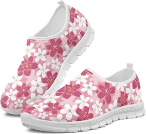 Flower Sneaker for Women Slip On Low Top Casual Breathable Mesh Outdoor Soft Lightweight Walking Sneaker for Women