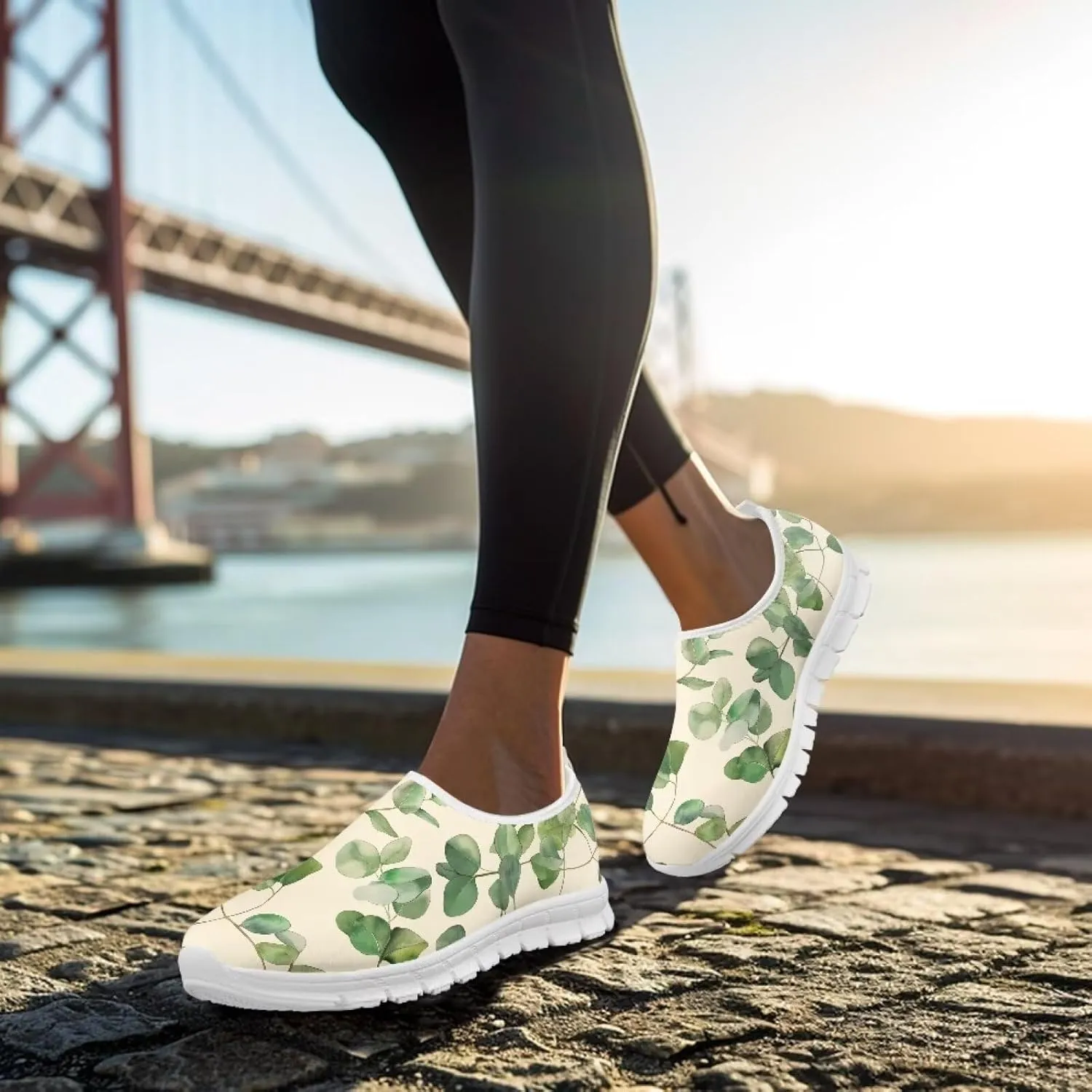 Flower Sneaker for Women Slip On Low Top Casual Breathable Mesh Outdoor Soft Lightweight Walking Sneaker for Women