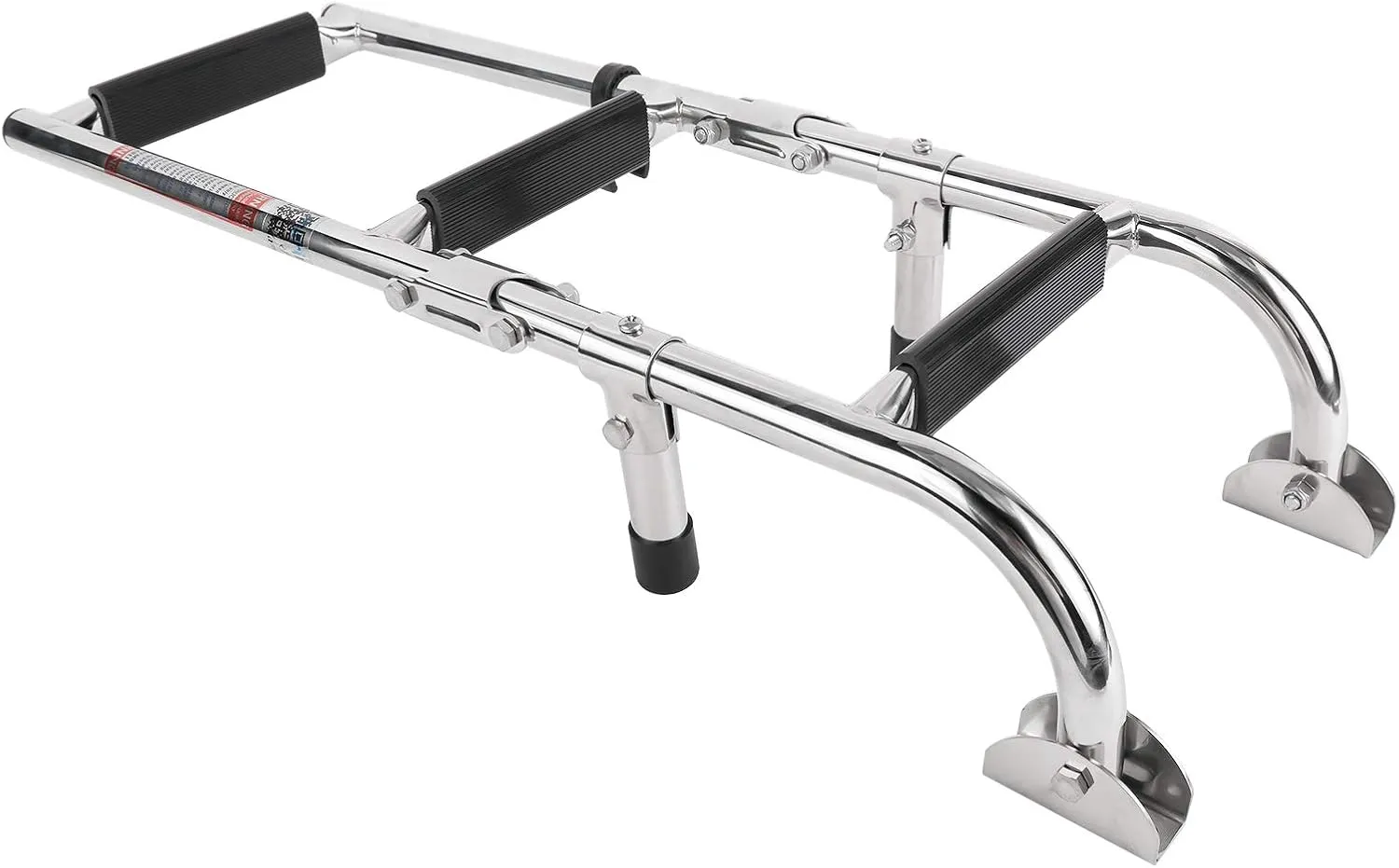 Foldable Stainless Steel Marine Boat Ladders, Stern Mount W Rubber Grips, 3 Steps, Weight: 4.2 pounds
