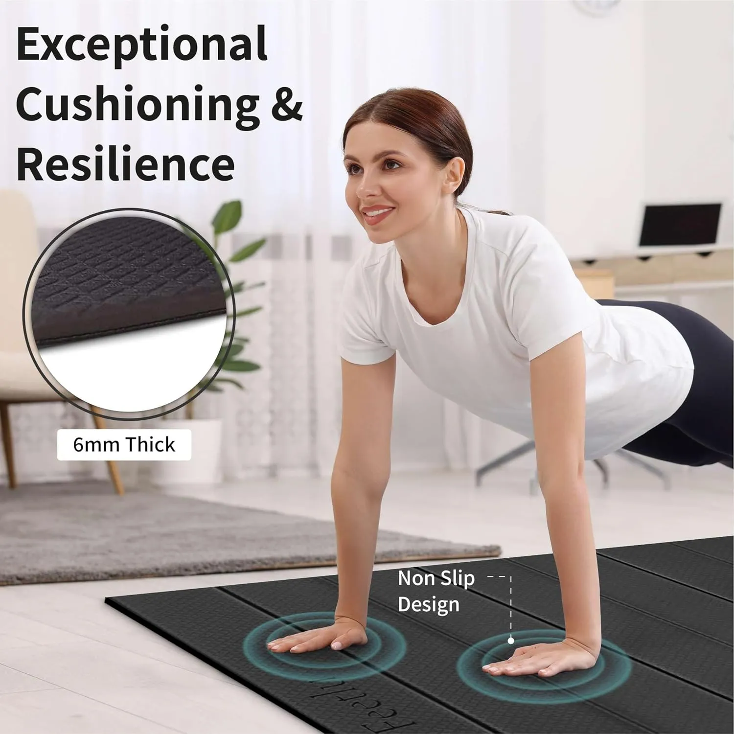Foldable Wide & Large Yoga Mat – Cushioned, Compact & Easy to Store | 6mm & 8mm Thick | For Home, Gym, Travel, Yoga, Pilates & Floor Exercises