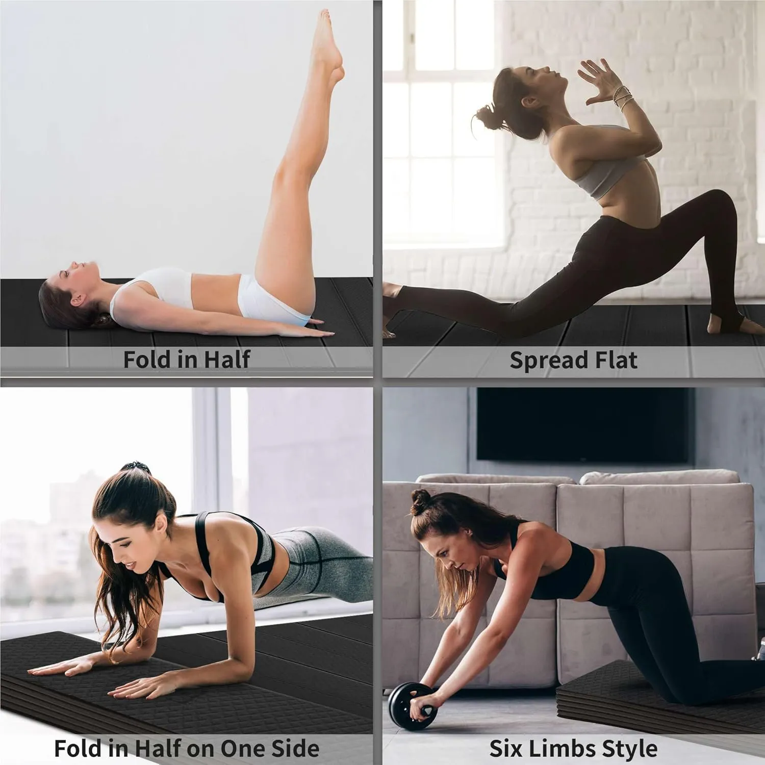 Foldable Wide & Large Yoga Mat – Cushioned, Compact & Easy to Store | 6mm & 8mm Thick | For Home, Gym, Travel, Yoga, Pilates & Floor Exercises