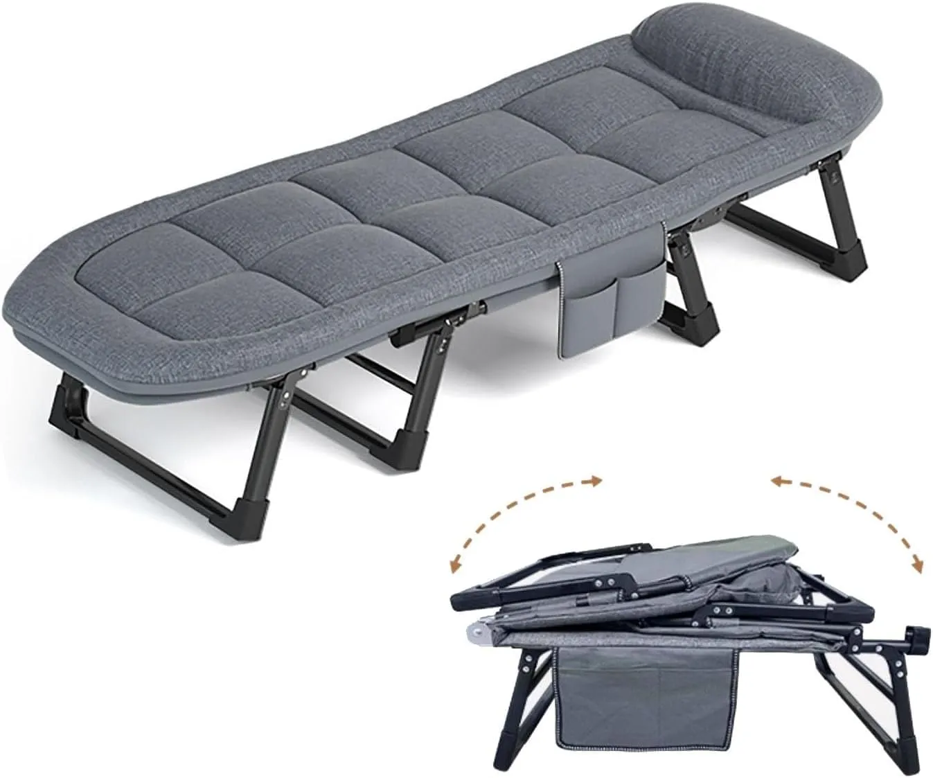 Folding Camping Cot with High Resilience Foam Pillow, Heavy Duty Sleeping Cot with Reinforced Lumbar, Portable Bed for Home Office Nap, Outdoor Travel(180x60x35cm)