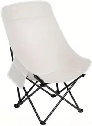Folding Chairs Heavy Duty Moon Chair with Carry Bag, Outdoor Lumbar Back Padded with Side Pockets, Built Durable and Reliable(White)