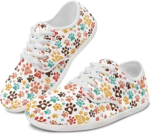 Forchrinse Blue Galaxy Cat Print Women’s Barefoot Shoes Wide Toe Barefoot Cross Trainer Zero Drop Lace Up Walking Running Trail Sneakers