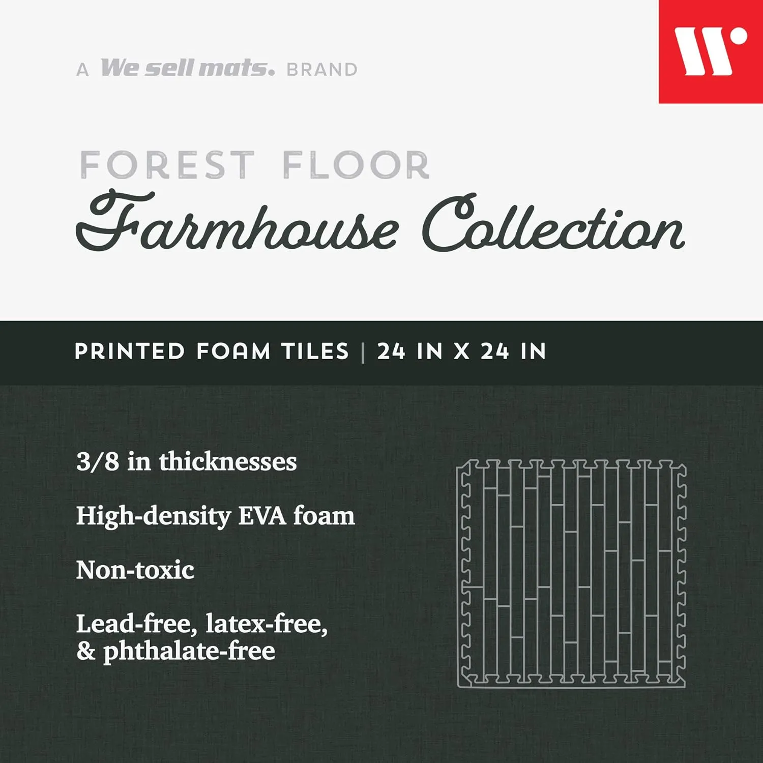 Forest Floor Farmhouse 3/8 Inch Thick Printed Foam Tiles, Premium Wood Grain Interlocking Foam Floor Mats, Anti-Fatigue Flooring – Stylish Flooring Solution