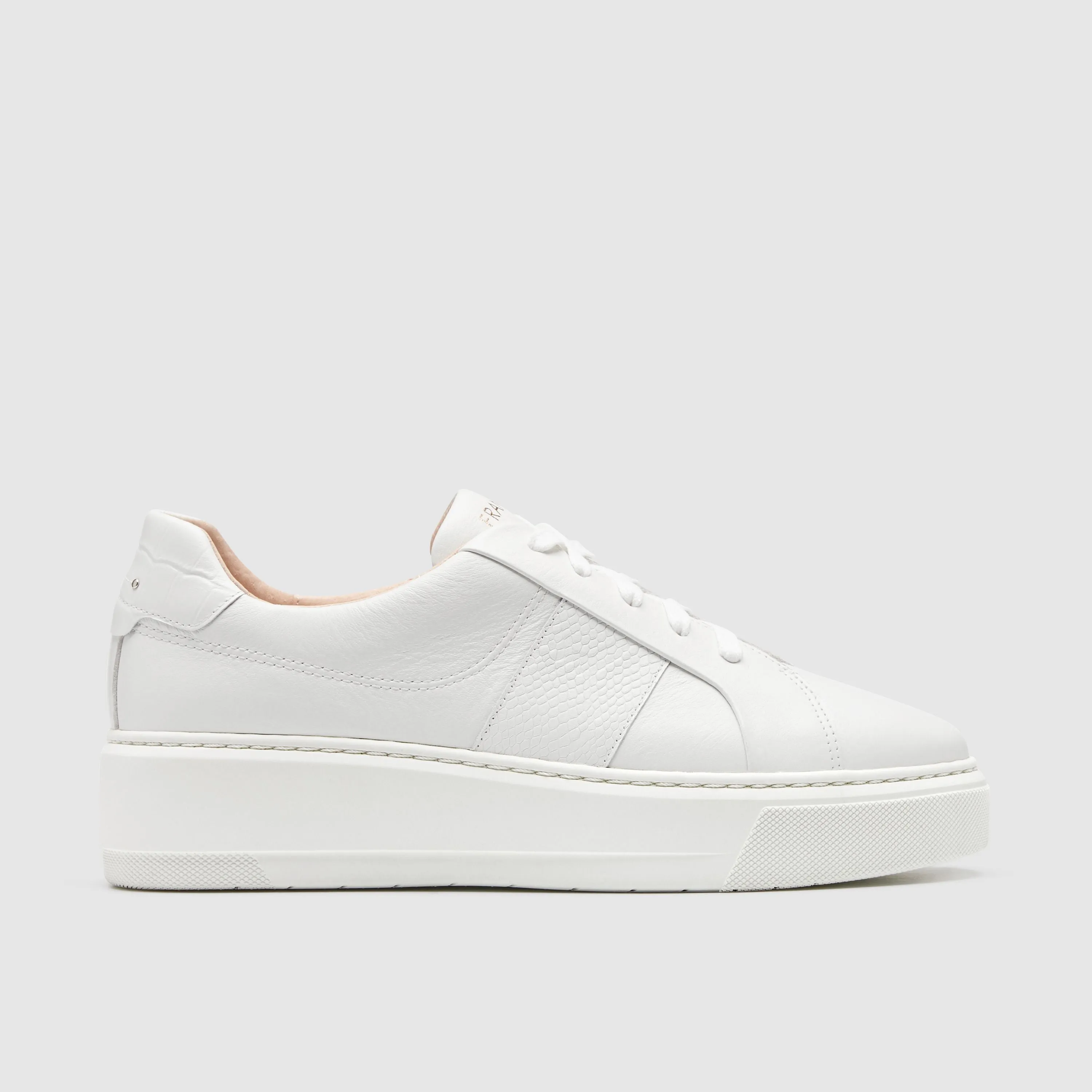 Frankie4 Riley White Tumbled Leather Platform Sneaker