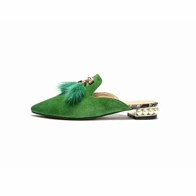Fur Tassel Suede Mules - 3 Colors