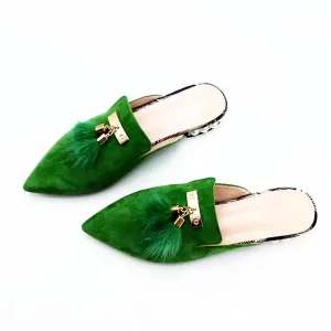 Fur Tassel Suede Mules - 3 Colors