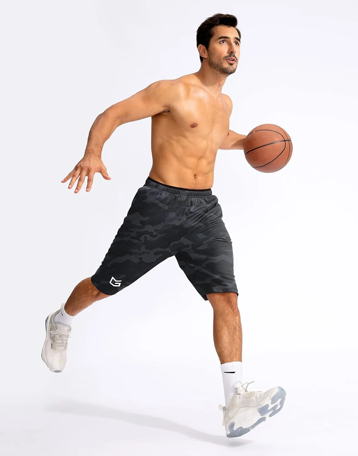 G Gradual Men's Basketball Shorts with Zipper Pockets Lightweight Quick Dry 11" Long Shorts for Men Athletic Gym