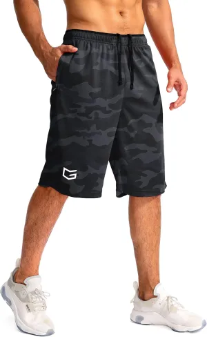 G Gradual Men's Basketball Shorts with Zipper Pockets Lightweight Quick Dry 11" Long Shorts for Men Athletic Gym