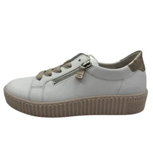 Gabor White Trainers with Taupe Sole