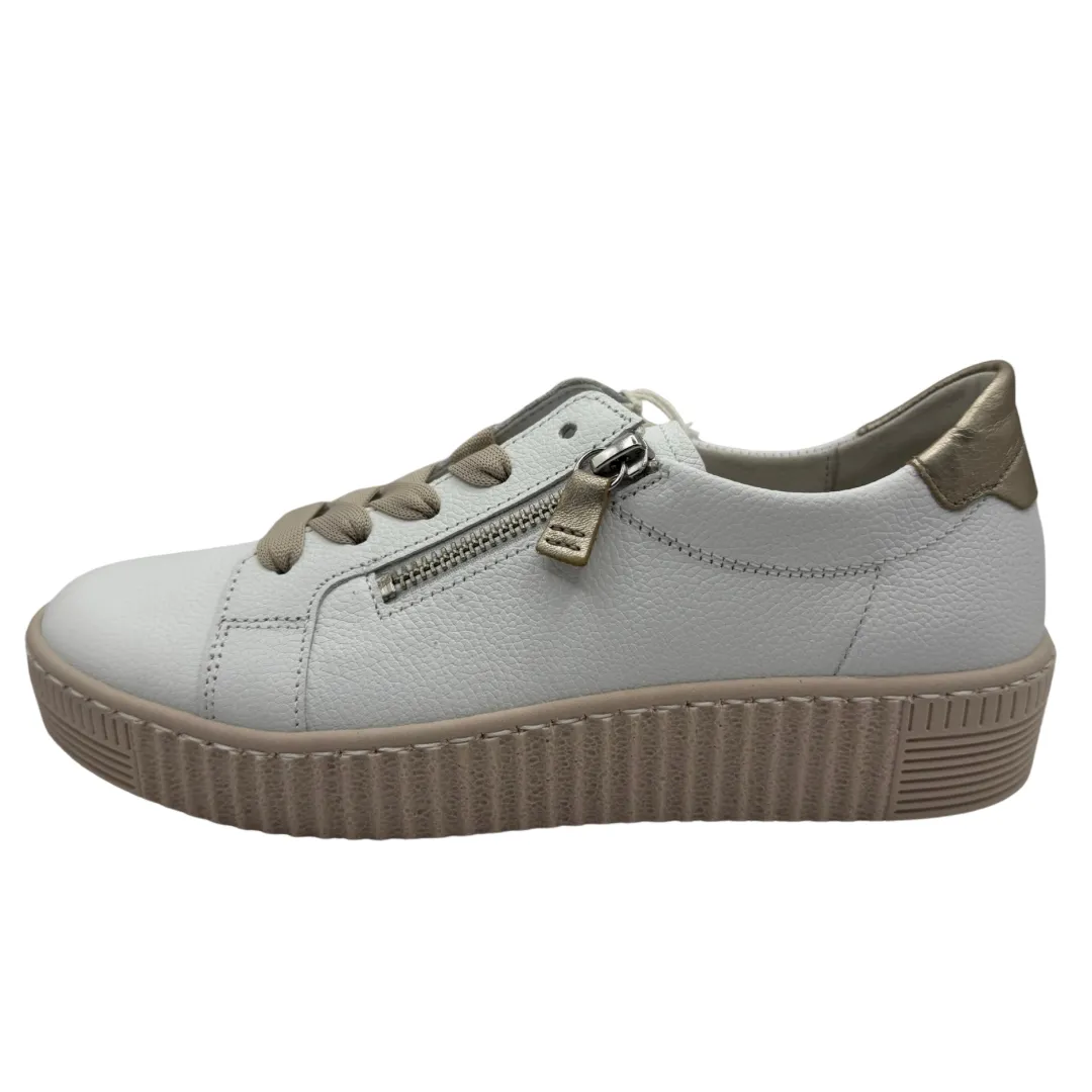 Gabor White Trainers with Taupe Sole