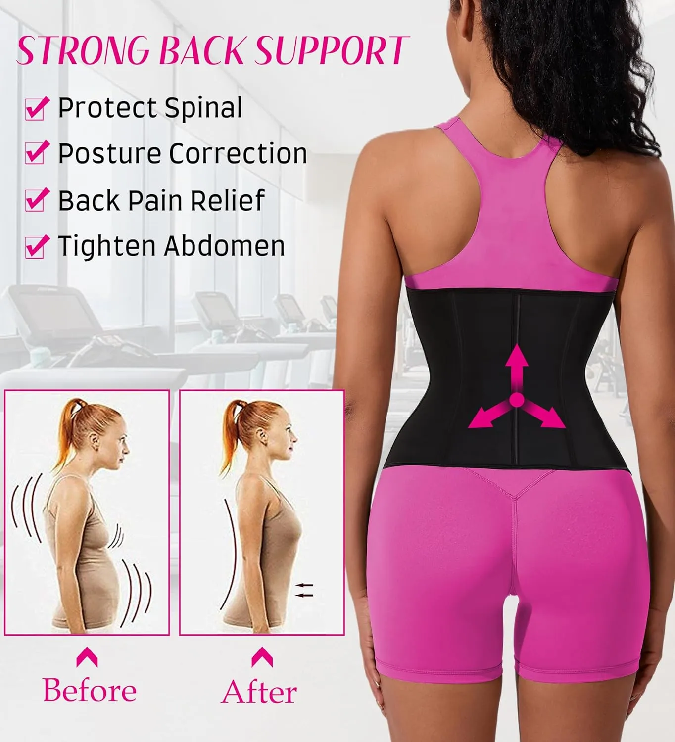 GainKee Waist Trainer for Women Corset Workout Cincher Body Shaper Tummy Control Shapewear Sweat Trimmer Latex Zipper