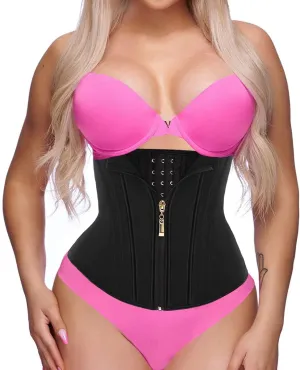 GainKee Waist Trainer for Women Corset Workout Cincher Body Shaper Tummy Control Shapewear Sweat Trimmer Latex Zipper