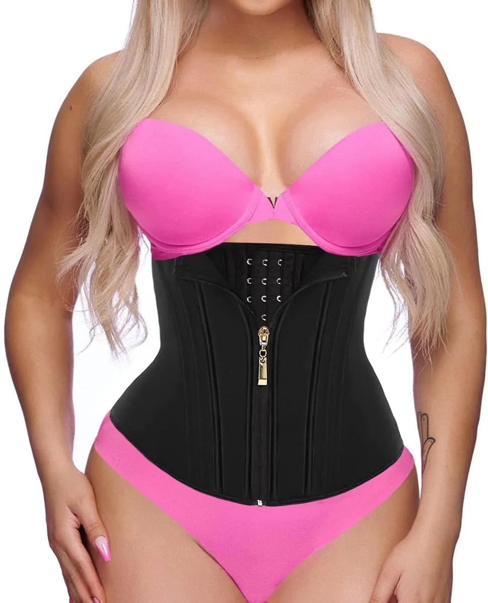 GainKee Waist Trainer for Women Corset Workout Cincher Body Shaper Tummy Control Shapewear Sweat Trimmer Latex Zipper