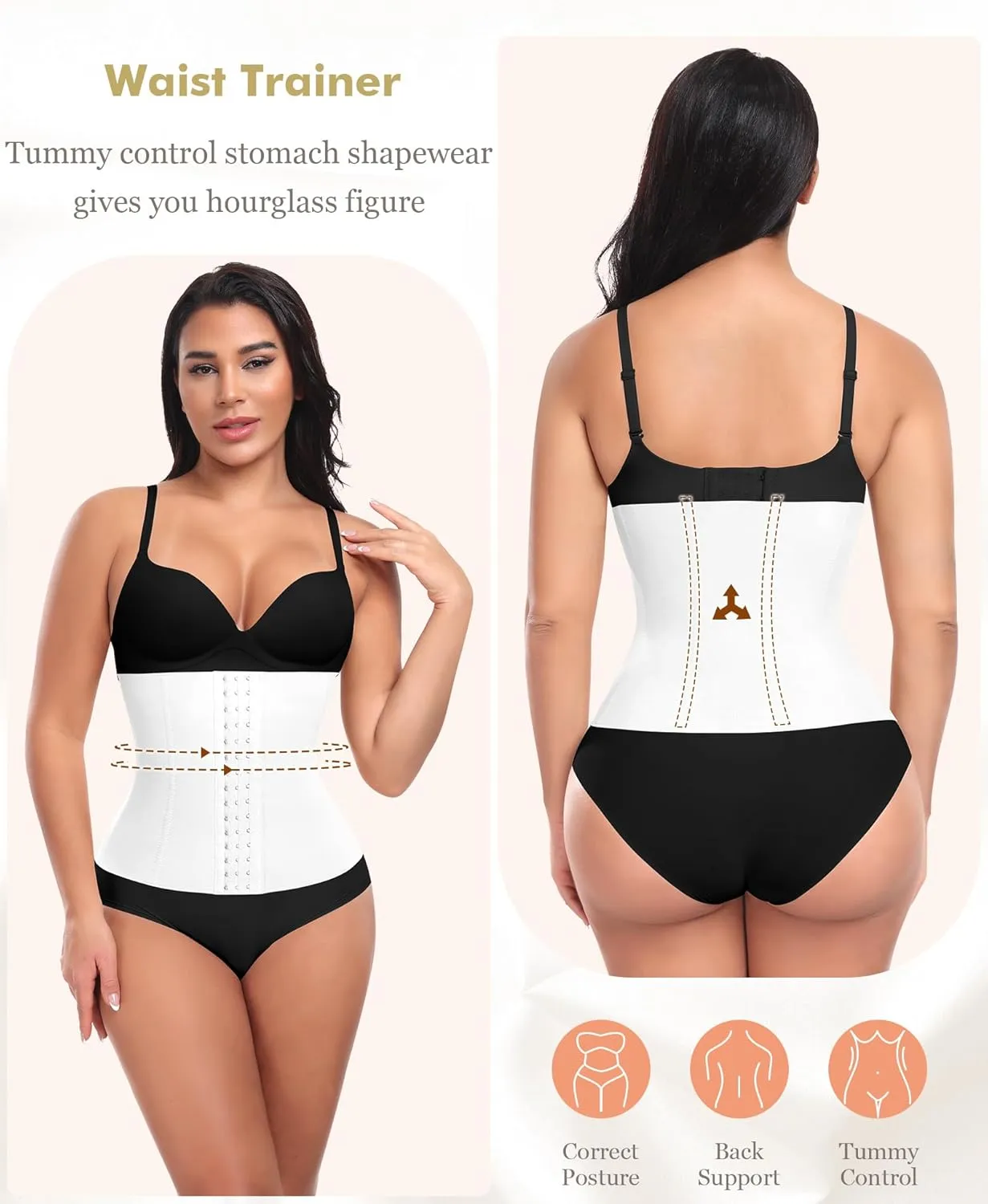 Ganado Waist Trainer for Women Corset Shapewear Tummy Control Waist Cincher Underbust Postpartum Girdle Body Shaper