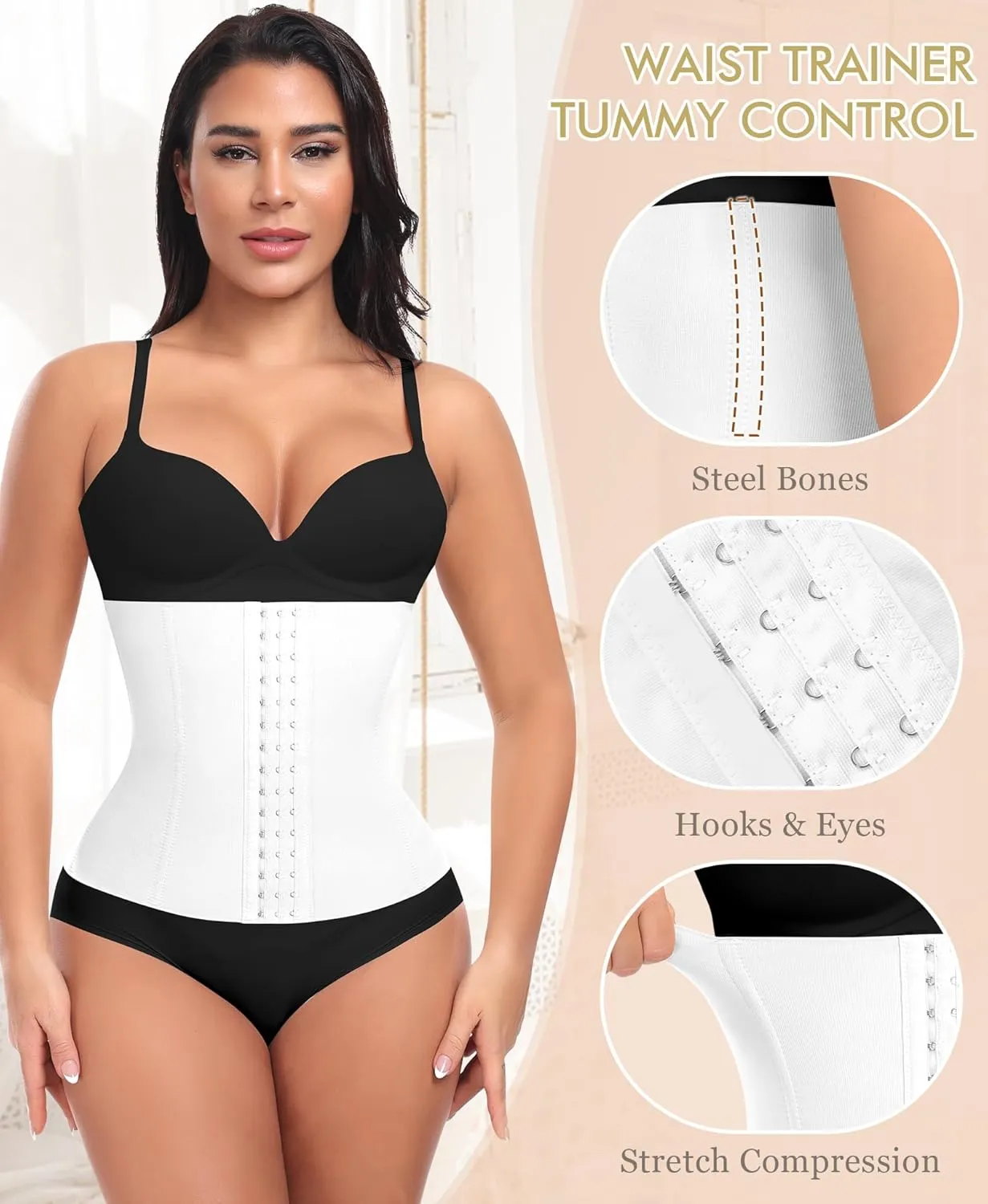 Ganado Waist Trainer for Women Corset Shapewear Tummy Control Waist Cincher Underbust Postpartum Girdle Body Shaper