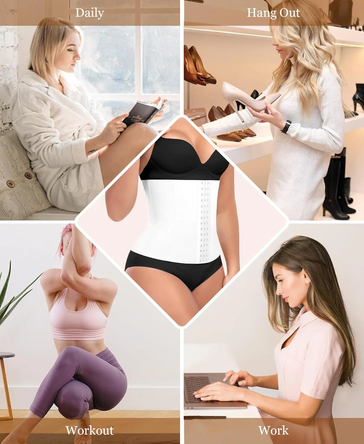Ganado Waist Trainer for Women Corset Shapewear Tummy Control Waist Cincher Underbust Postpartum Girdle Body Shaper