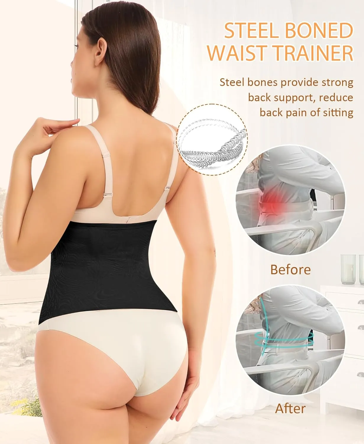 Ganado Waist Trainer for Women Lace Corset Shapewear Underbust Waist Cincher Tummy Control Body Shaper Girdle