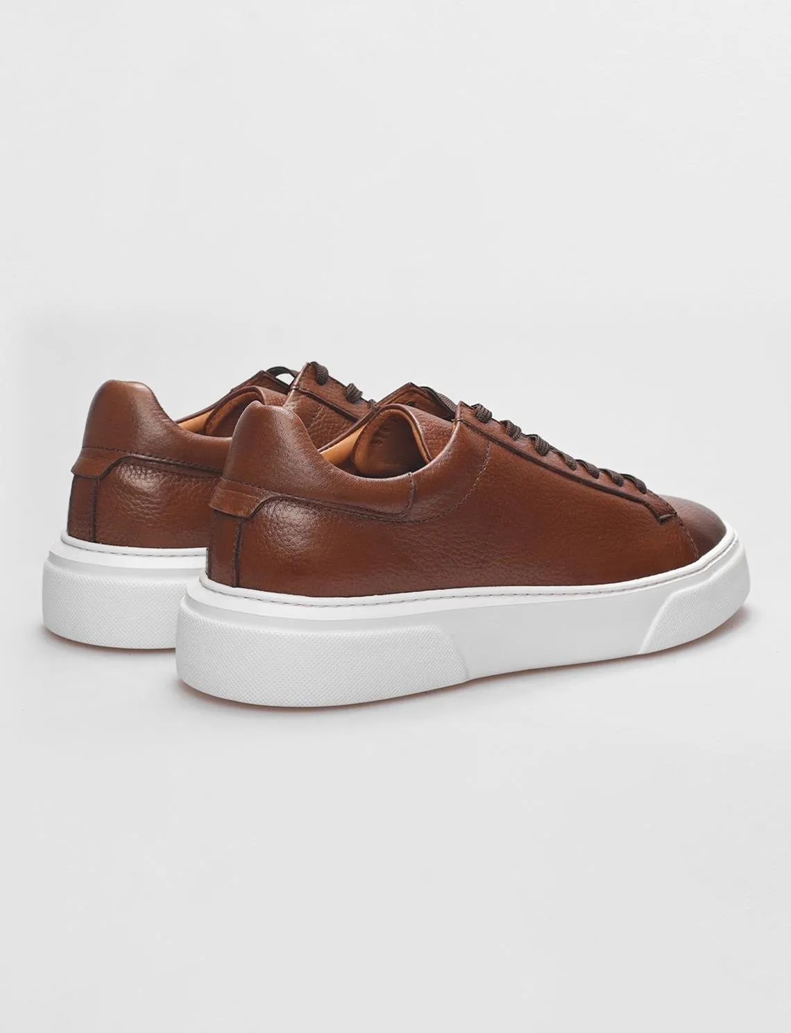 Genuine Leather Tan Lace-Up Men's Sports Shoe - SCB-87654