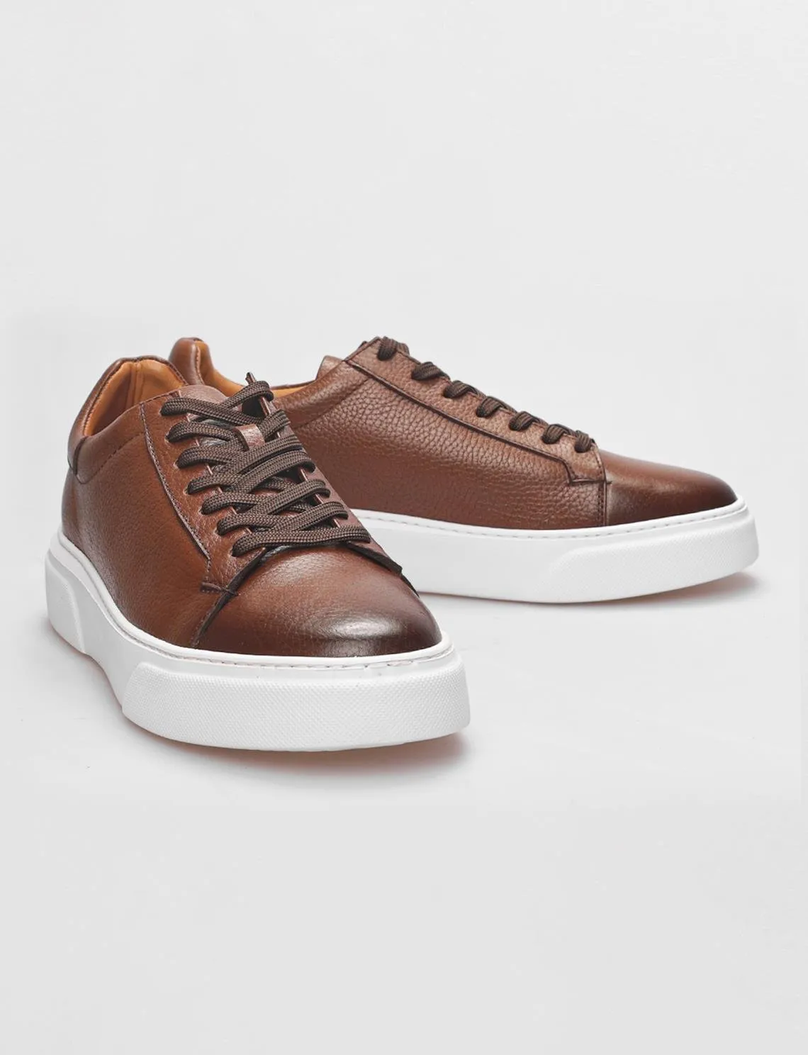 Genuine Leather Tan Lace-Up Men's Sports Shoe - SCB-87654