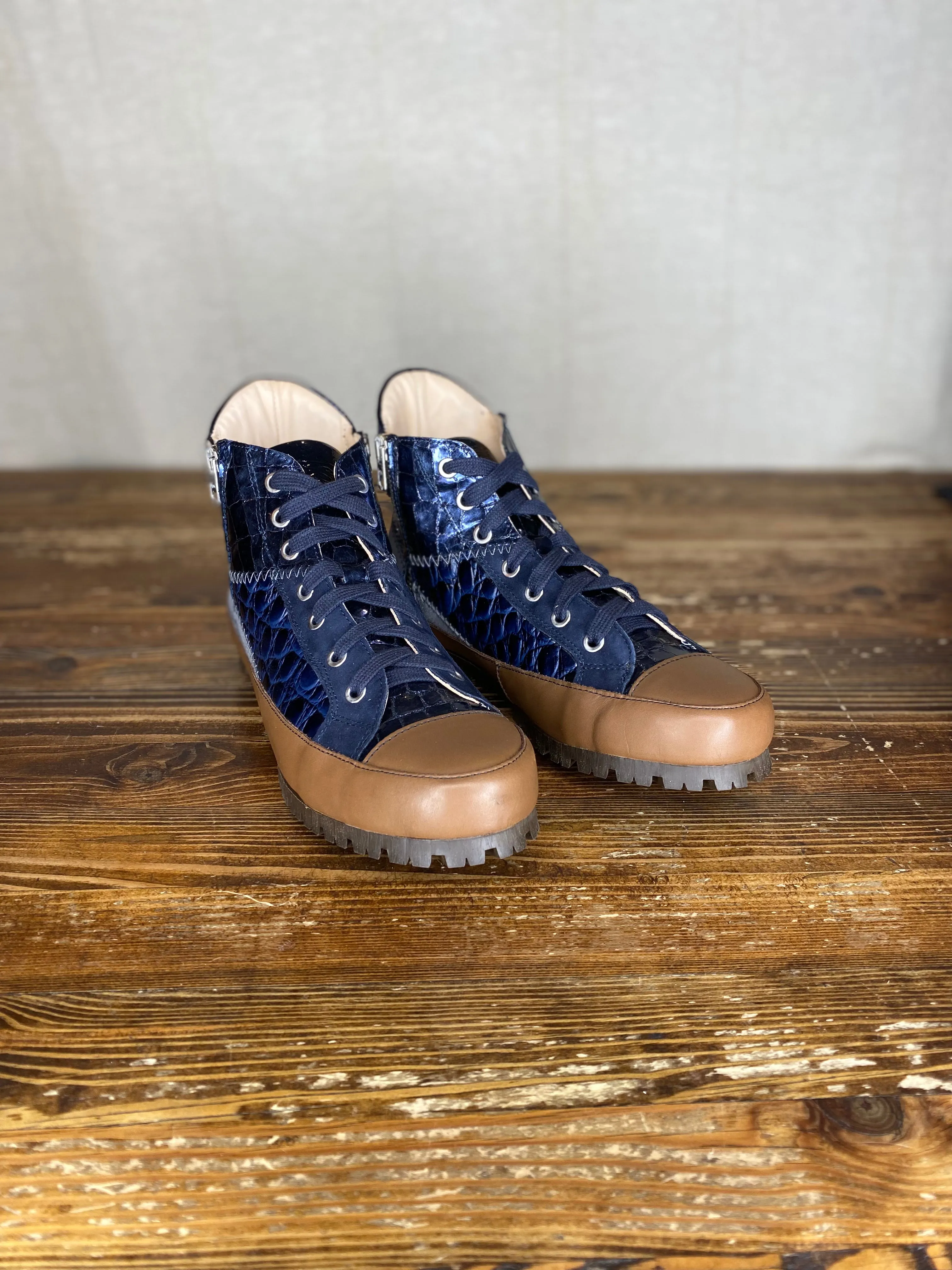 Giana Patchwork Sneaker Boot - Pascal Blu
