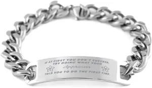 GIFTVILLE & SURPRISE Appraiser Bracelet, If at first you don't succeed, try doing what your athletic trainer told you to do the first time., Cuban Link Chain Necklace, Appraiser Gifts