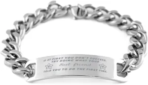 GIFTVILLE & SURPRISE Best Mate Bracelet, If at first you don't succeed, try doing what your athletic trainer told you to do the first time., Cuban Link Chain Necklace, Best Mate Gifts