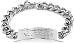 GIFTVILLE & SURPRISE business teachers Bracelet, If at first you don't succeed, try doing what your athletic trainer told you to do the first time., Cuban Link Chain Necklace, business teachers Gifts