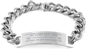 GIFTVILLE & SURPRISE Demonstrator Bracelet, If at first you don't succeed, try doing what your athletic trainer told you to do the first time., Cuban Link Chain Necklace, Demonstrator Gifts