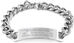 GIFTVILLE & SURPRISE Detective Bracelet, If at first you don't succeed, try doing what your athletic trainer told you to do the first time., Cuban Link Chain Necklace, Detective Gifts