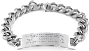 GIFTVILLE & SURPRISE Editor Bracelet, If at first you don't succeed, try doing what your athletic trainer told you to do the first time., Cuban Link Chain Necklace, Editor Gifts