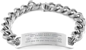 GIFTVILLE & SURPRISE Hydrologist Bracelet, If at first you don't succeed, try doing what your athletic trainer told you to do the first time., Cuban Link Chain Necklace, Hydrologist Gifts
