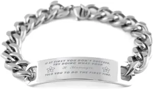 GIFTVILLE & SURPRISE It Manager Bracelet, If at first you don't succeed, try doing what your athletic trainer told you to do the first time., Cuban Link Chain Necklace, It Manager Gifts