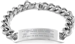 GIFTVILLE & SURPRISE Meter Reader Bracelet, If at first you don't succeed, try doing what your athletic trainer told you to do the first time., Cuban Link Chain Necklace, Meter Reader Gifts