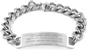 GIFTVILLE & SURPRISE MRI Technologist Bracelet, If at first you don't succeed, try doing what your athletic trainer told you to do the first time., Cuban Link Chain Necklace, MRI Technologist Gifts