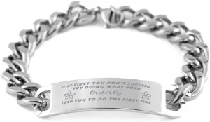 GIFTVILLE & SURPRISE Orderly Bracelet, If at first you don't succeed, try doing what your athletic trainer told you to do the first time., Cuban Link Chain Necklace, Orderly Gifts