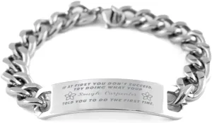 GIFTVILLE & SURPRISE Rough Carpenter Bracelet, If at first you don't succeed, try doing what your athletic trainer told you to do the first time., Cuban Link Chain Necklace, Rough Carpenter Gifts