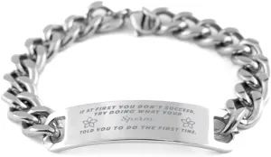 GIFTVILLE & SURPRISE Sperm Bracelet, If at first you don't succeed, try doing what your athletic trainer told you to do the first time., Cuban Link Chain Necklace, Sperm Gifts