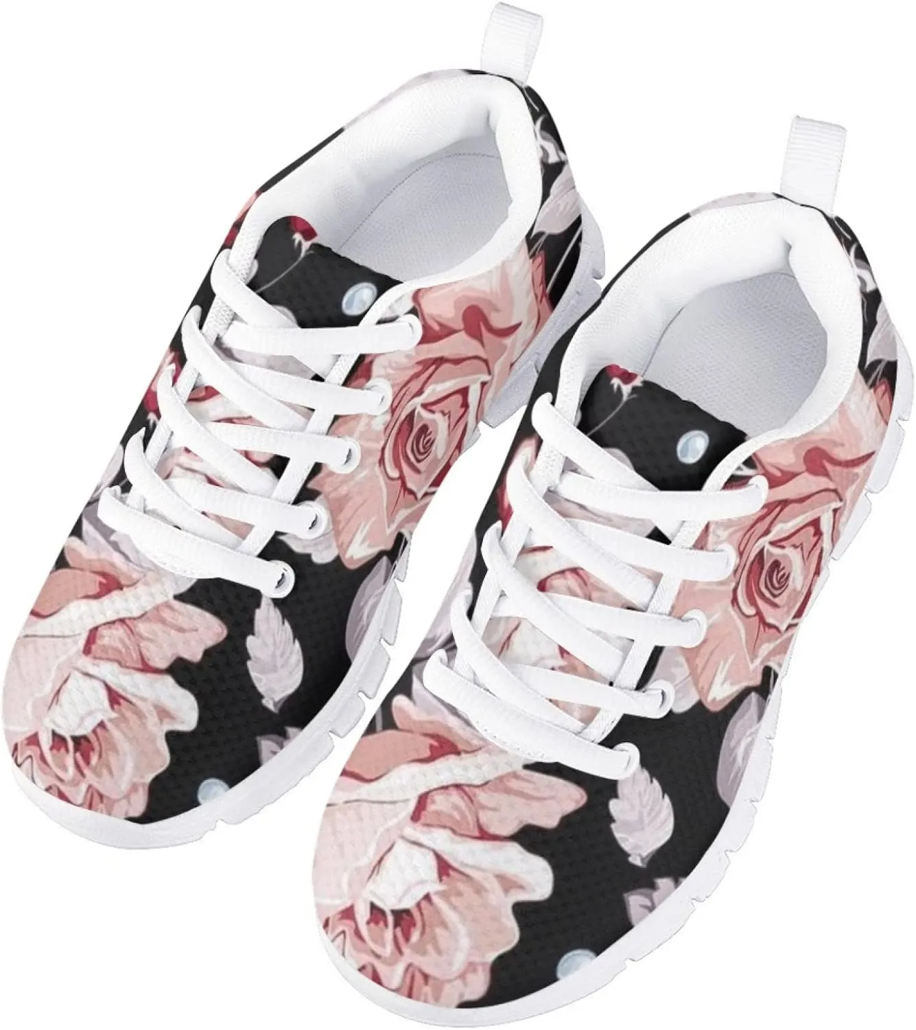 Girls Cute Running Shoes Novelty Graphic Print Lightweight Tennis Sneakers Kids Casual Lace Up Breathable Mesh Shoes
