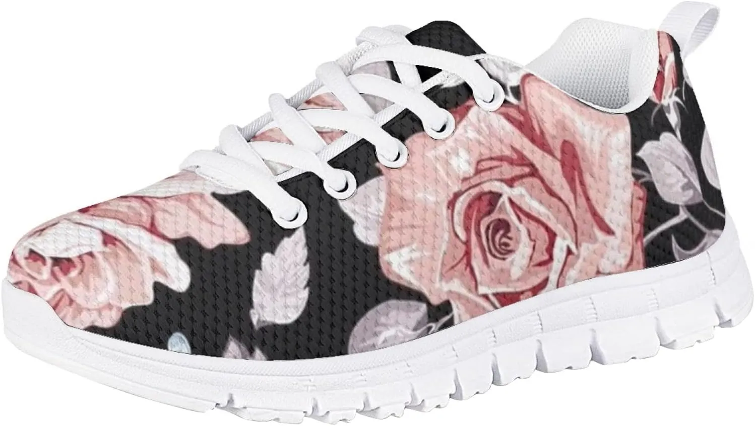 Girls Cute Running Shoes Novelty Graphic Print Lightweight Tennis Sneakers Kids Casual Lace Up Breathable Mesh Shoes
