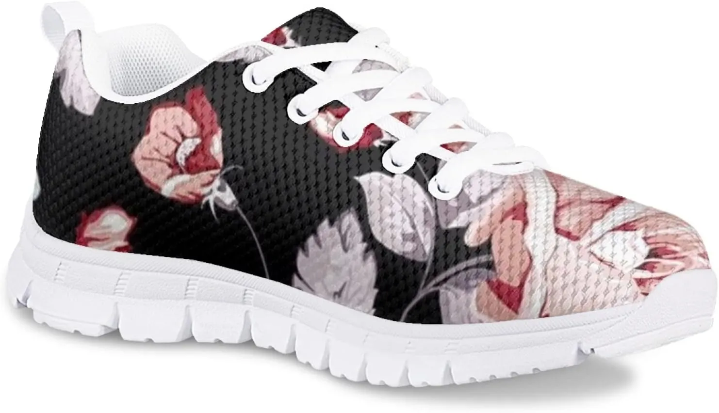 Girls Cute Running Shoes Novelty Graphic Print Lightweight Tennis Sneakers Kids Casual Lace Up Breathable Mesh Shoes