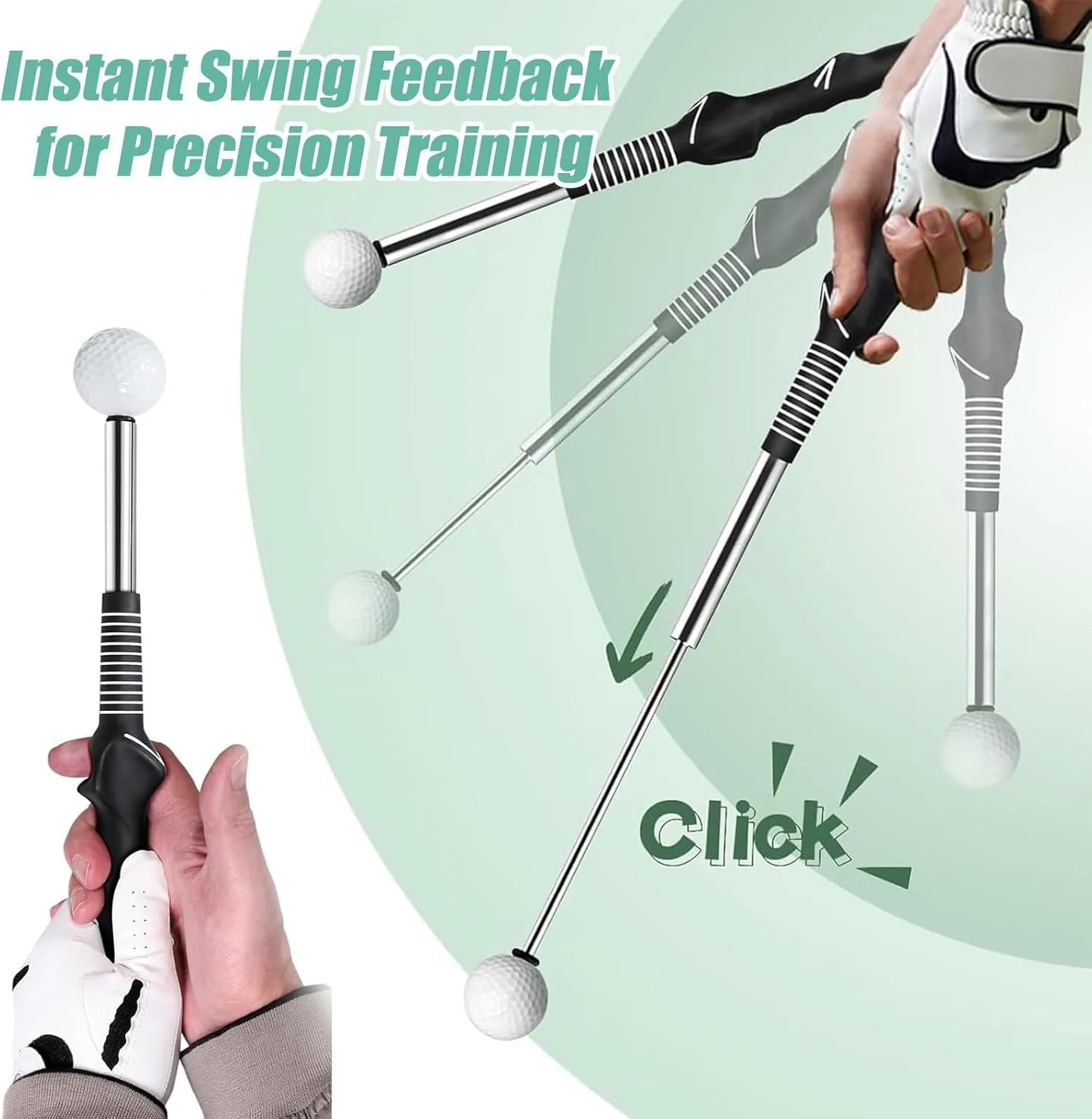Gloryboom Golf, Telescopic Club, Retractable Golf Swing Training Aid, Golf Grip Trainer with Click Feedback, Portable Swing Trainer, for Right-Handed and Left-Handed Golfers for Beginners