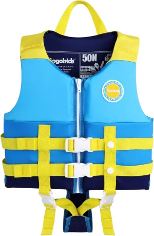 Gogokids Toddler Swim Vest, Kids Floaties for Boys Girls 20-30-40-50-60-70 pounds, Float Jacket with Adjustable Safety Strap, Pool Floation Swimwear for Children, Age 1-9 Years
