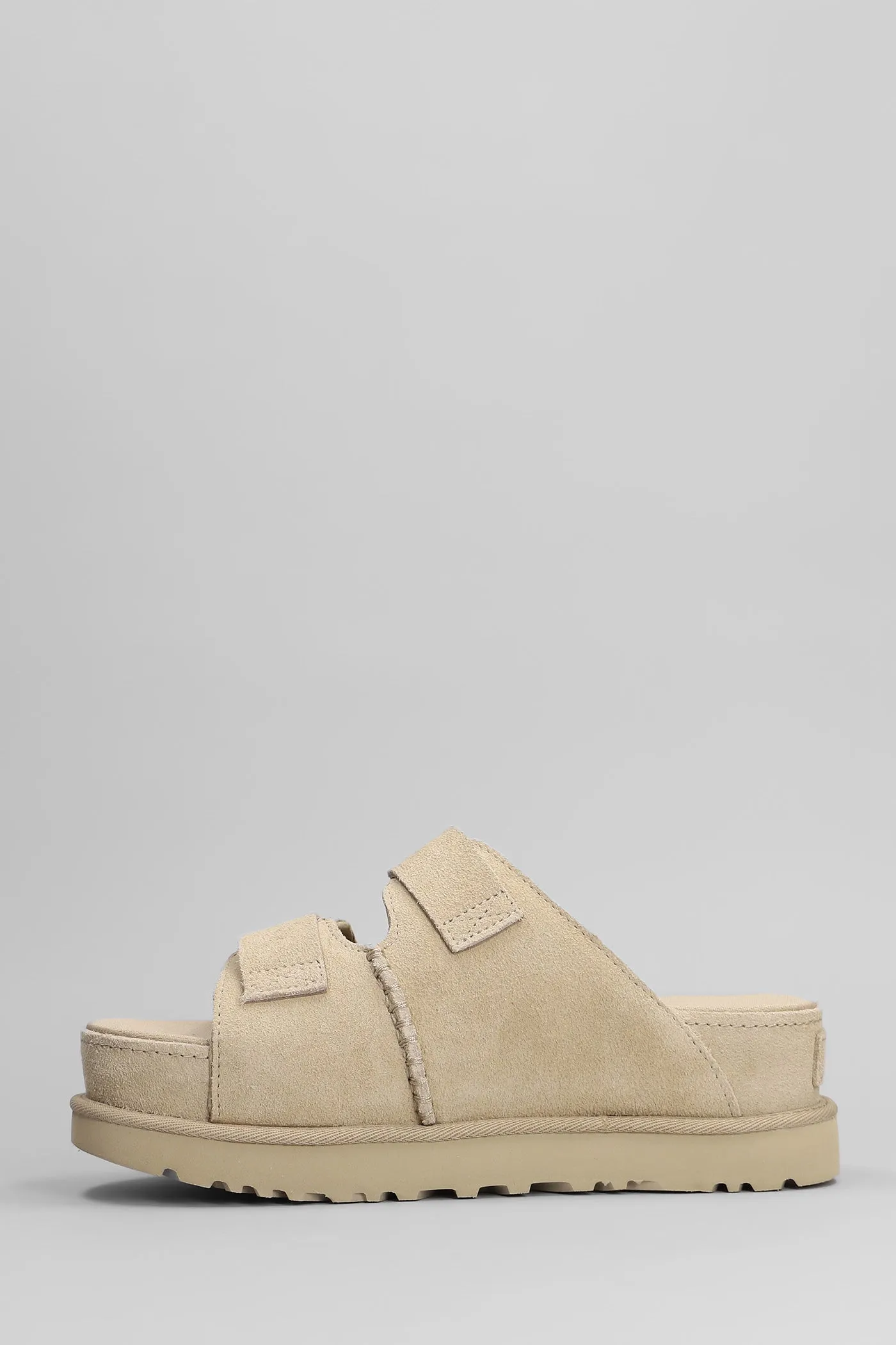 Goldenstar Hi Slipper-Mule in beige suede