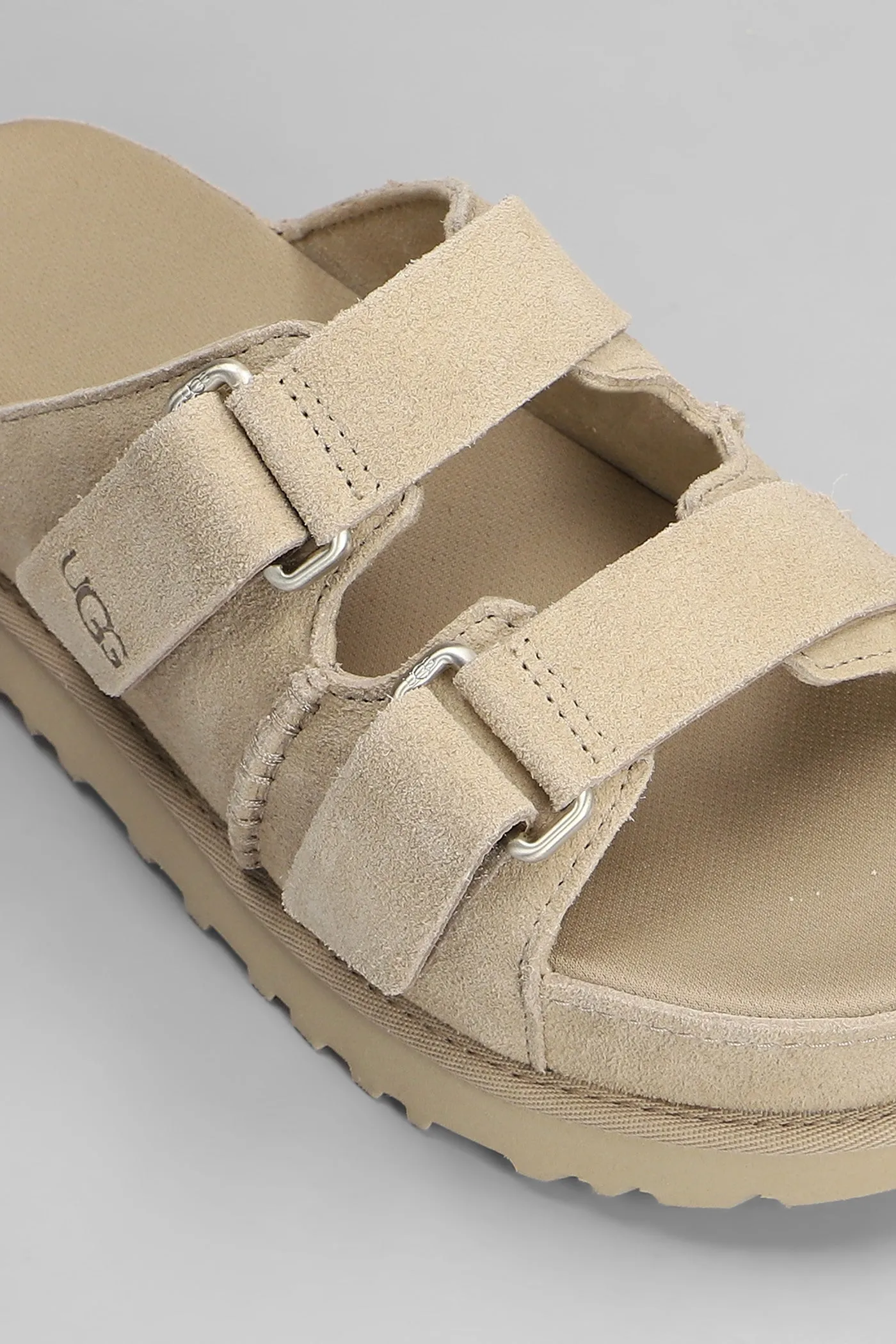 Goldenstar Hi Slipper-Mule in beige suede